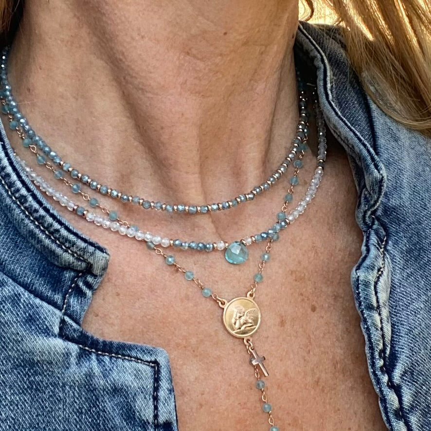 Girocollo Quarzo Azzurro e Rondelle d'Argento