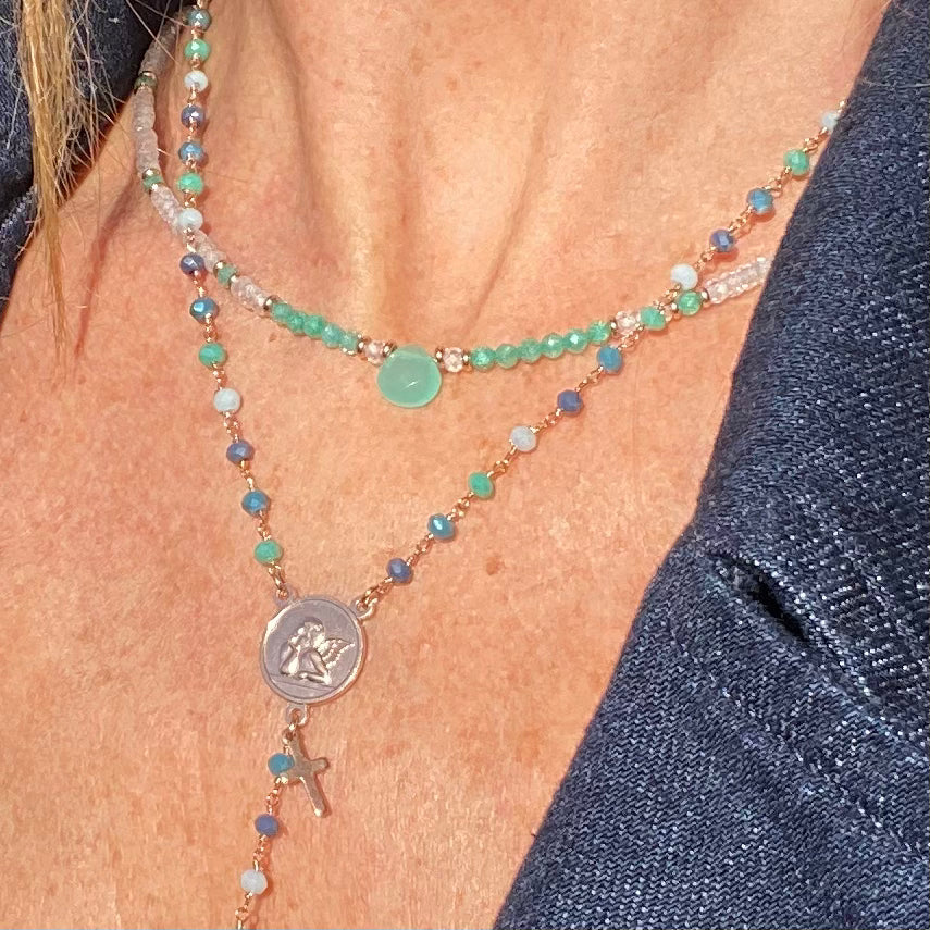 Rosario Amuleto Verde e Azzurro