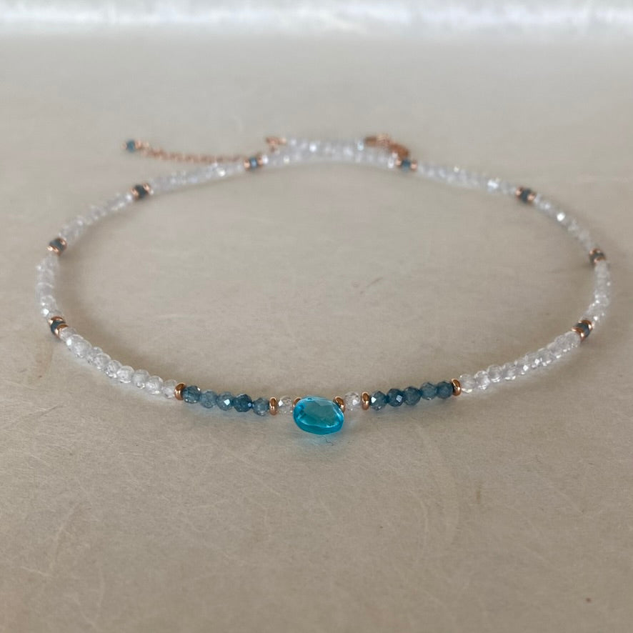 Girocollo Goccia Quarzo Azzurro