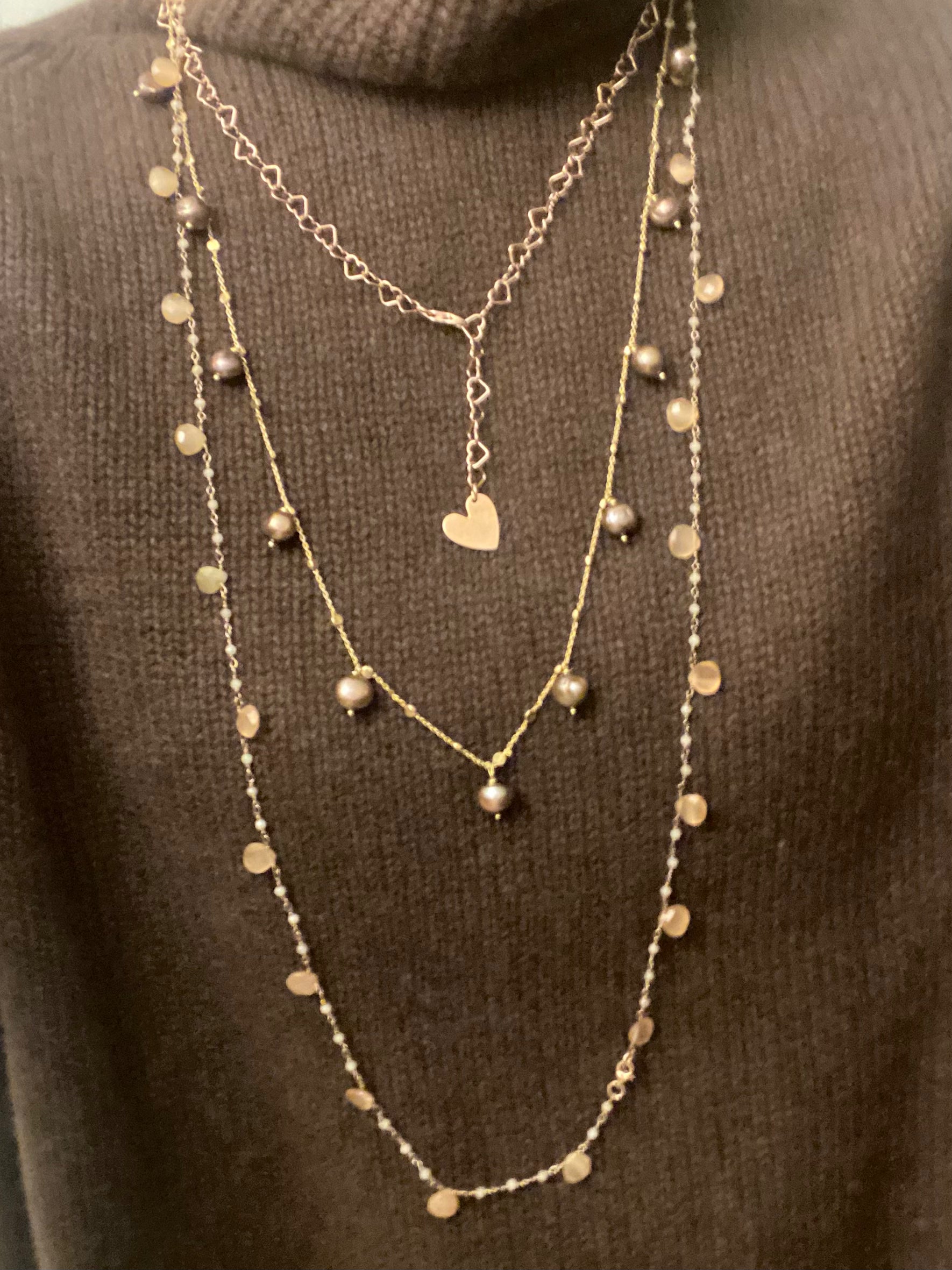 Collana lunga Rosario a Goccia con Corniola e Pietra di Luna