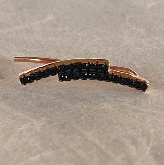Ear Climber con Zirconi Neri a due file