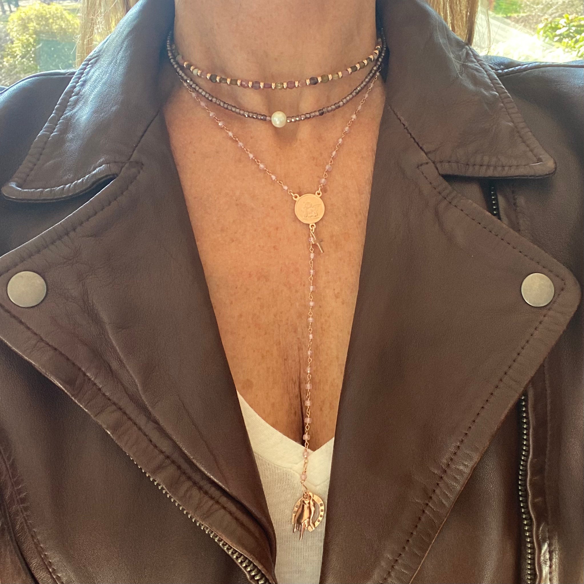 Girocollo Zircone Cioccolato e Perla