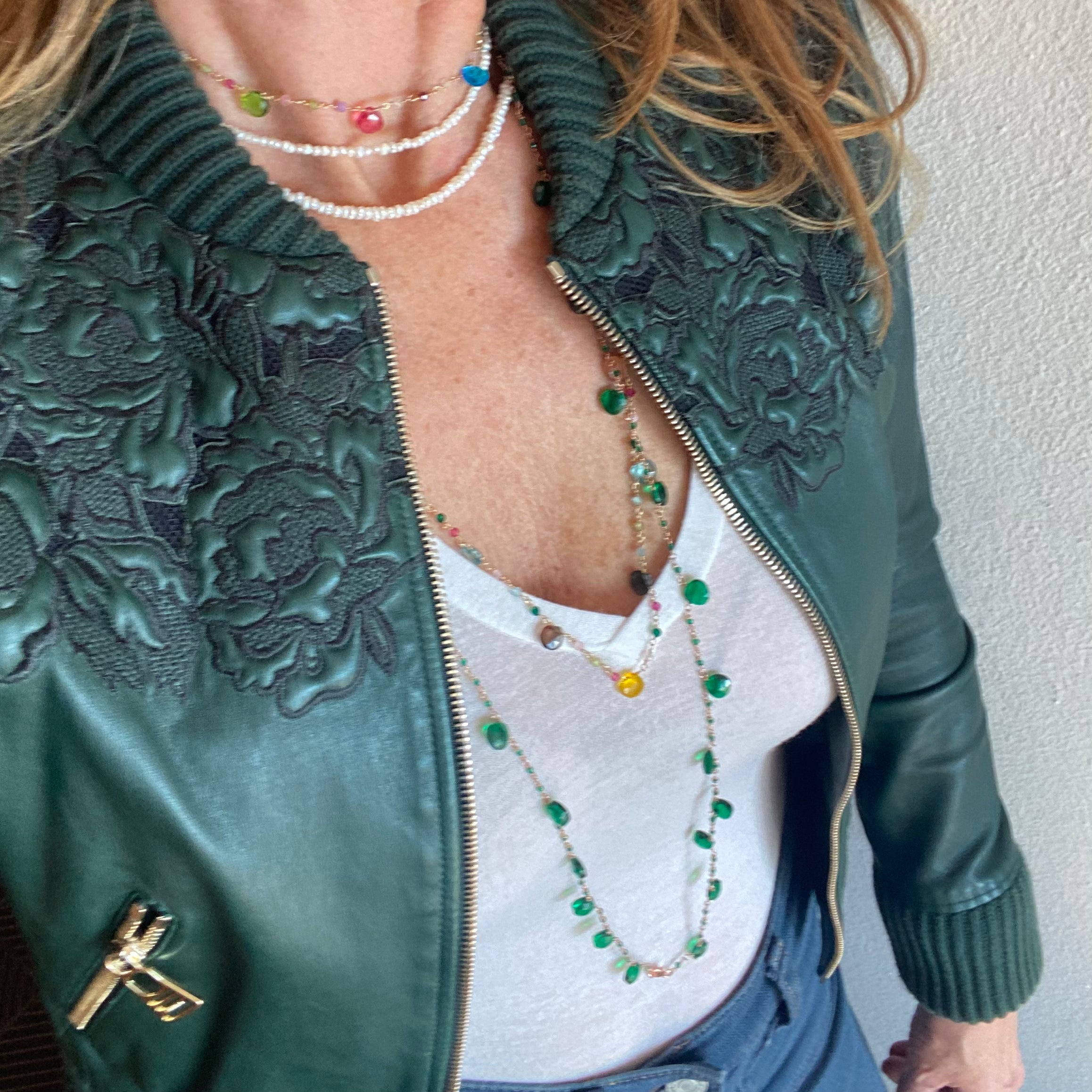 Collana lunga Rosario con Gocce Multicolore