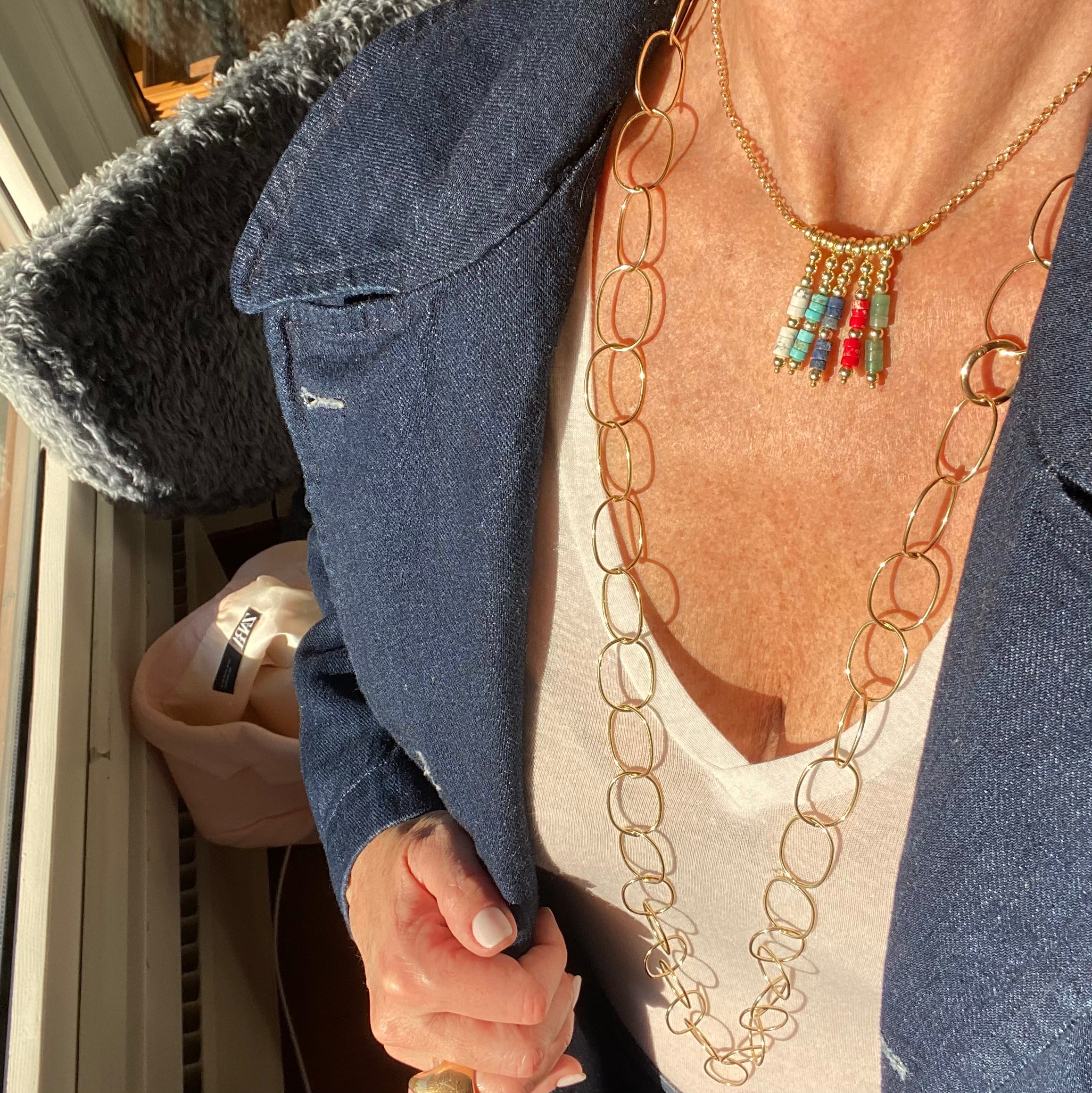 Collana Catena con Ovali Lisci Grandi
