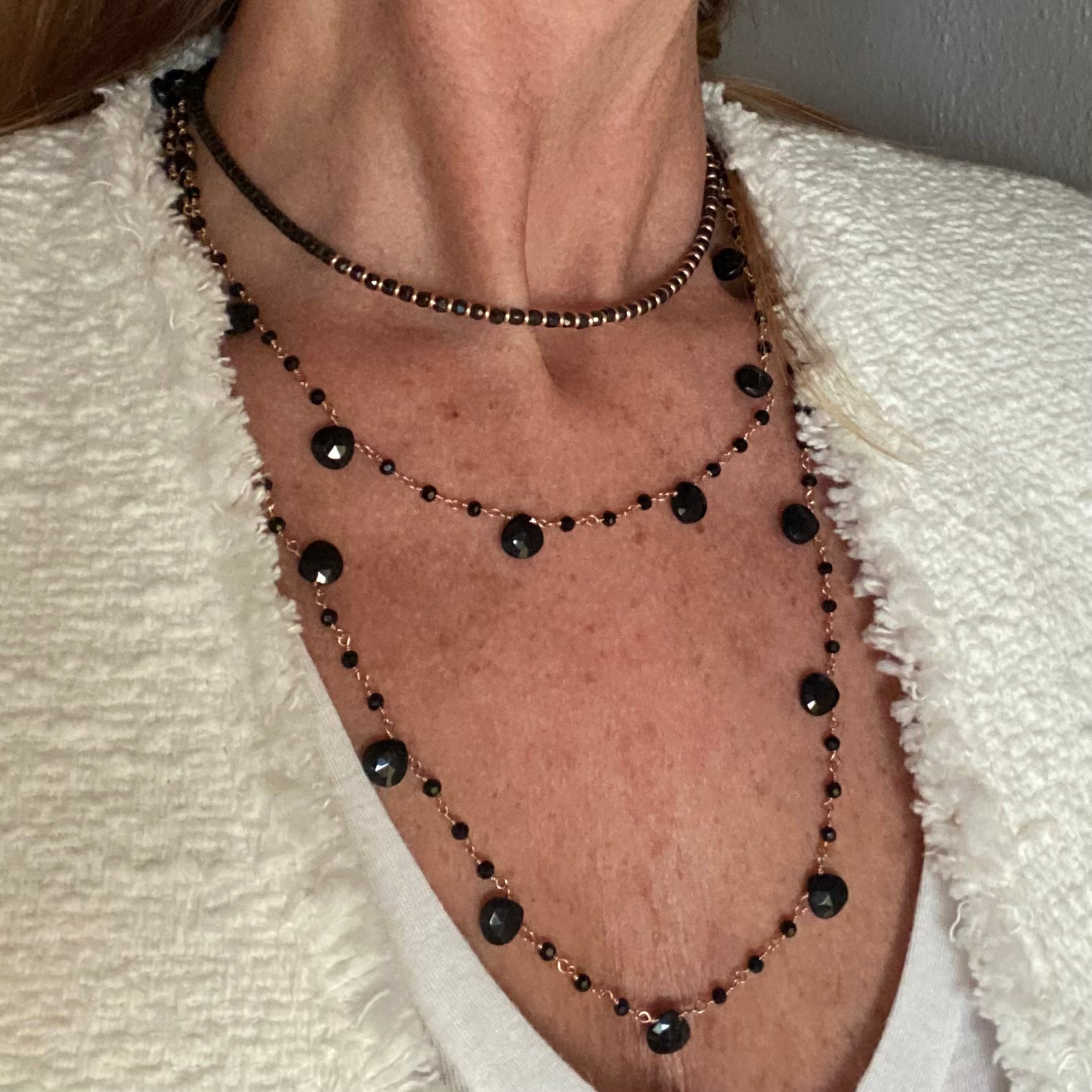 Collana lunga Rosario a Gocce di Onice Nero