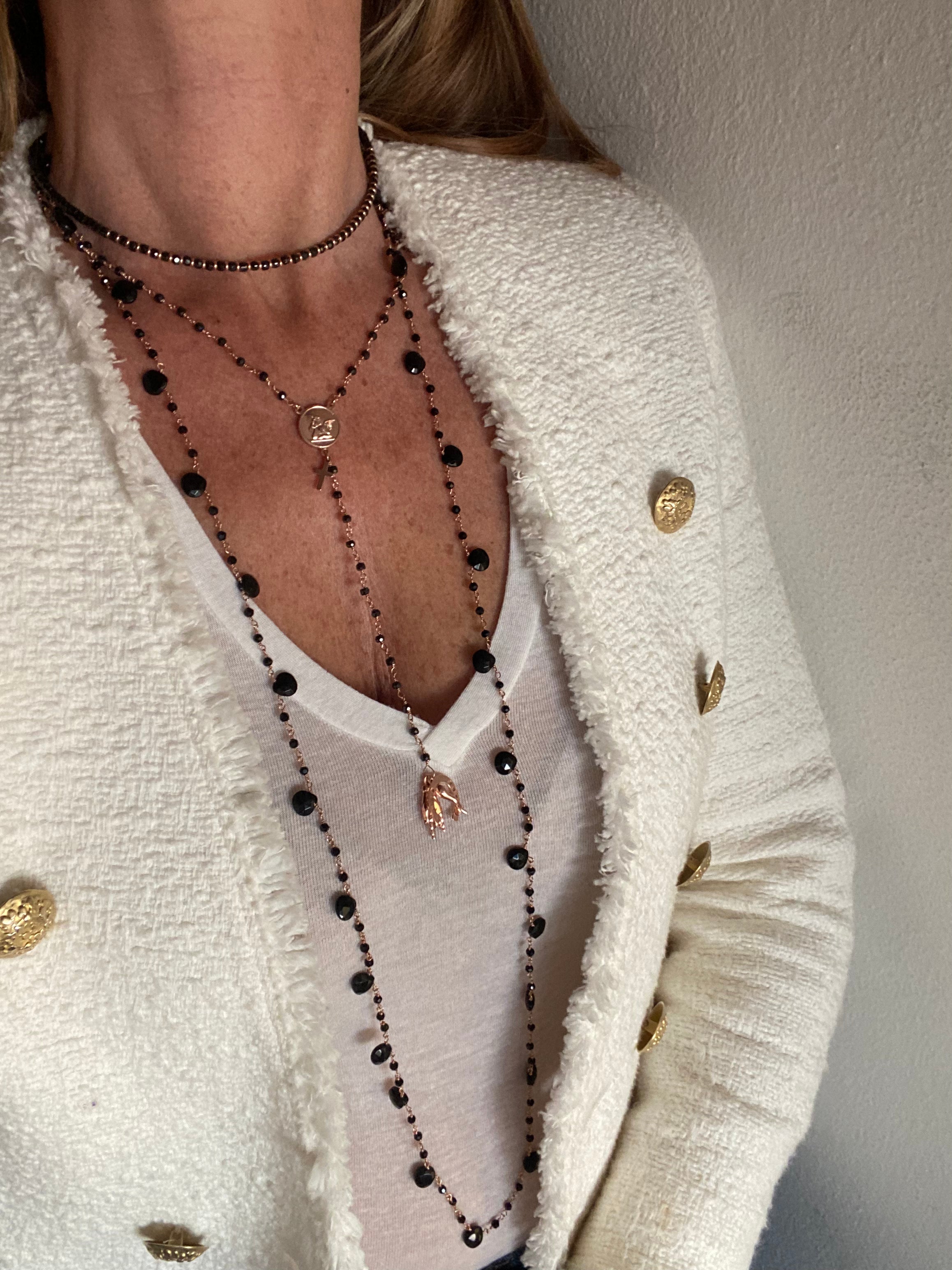 Collana lunga Rosario a Gocce di Onice Nero