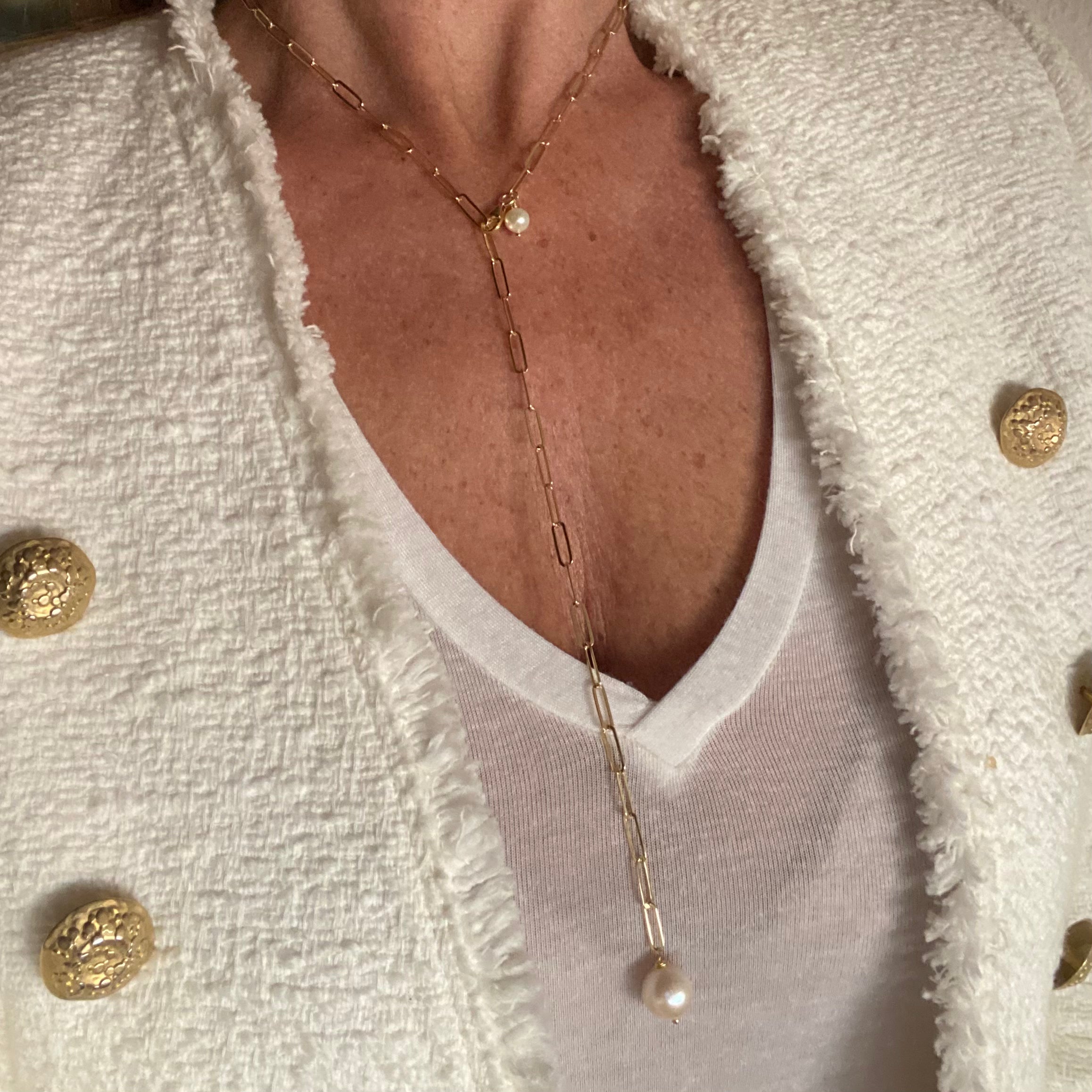 Girocollo Catena un Filo con Perle
