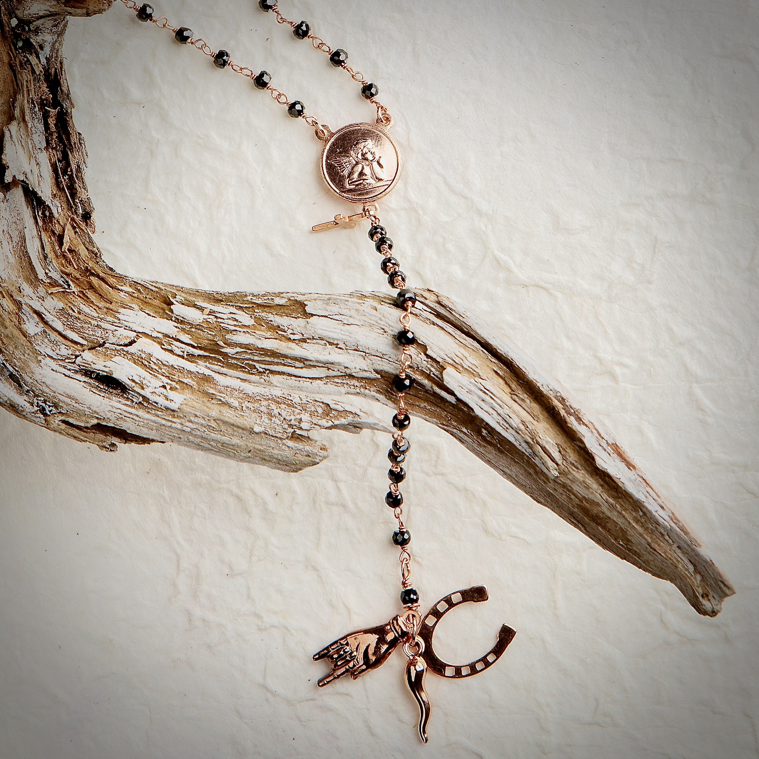 Rosario Amuleto Zircone Nero