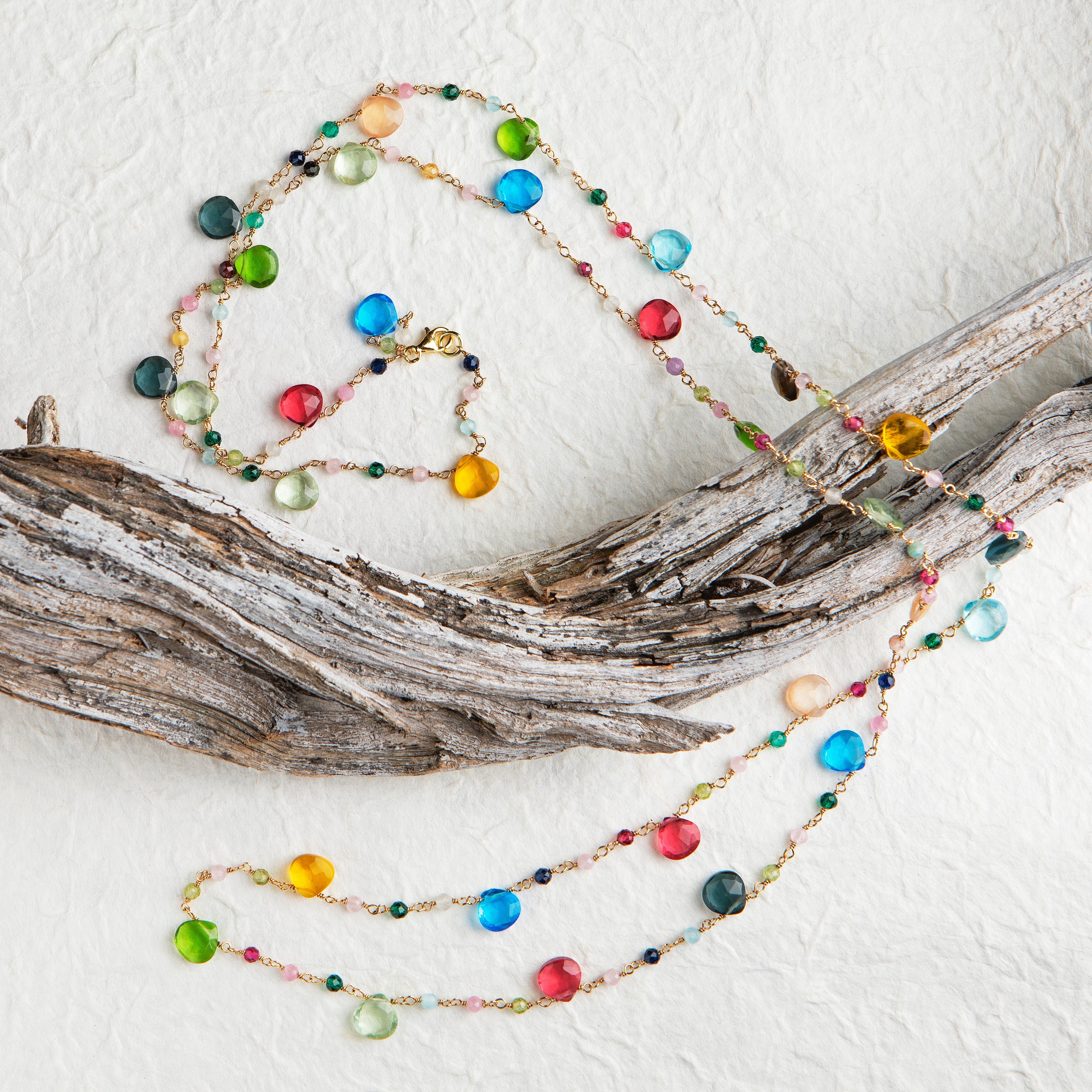 Collana lunga Rosario con Gocce Multicolore