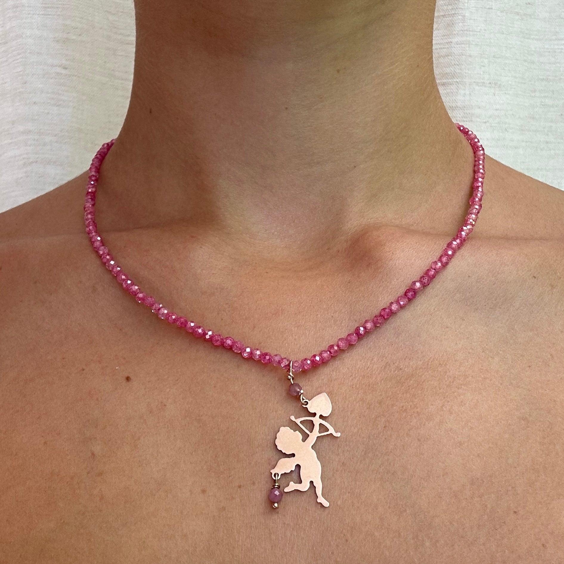 Girocollo Quarzo Rosa e Angelo