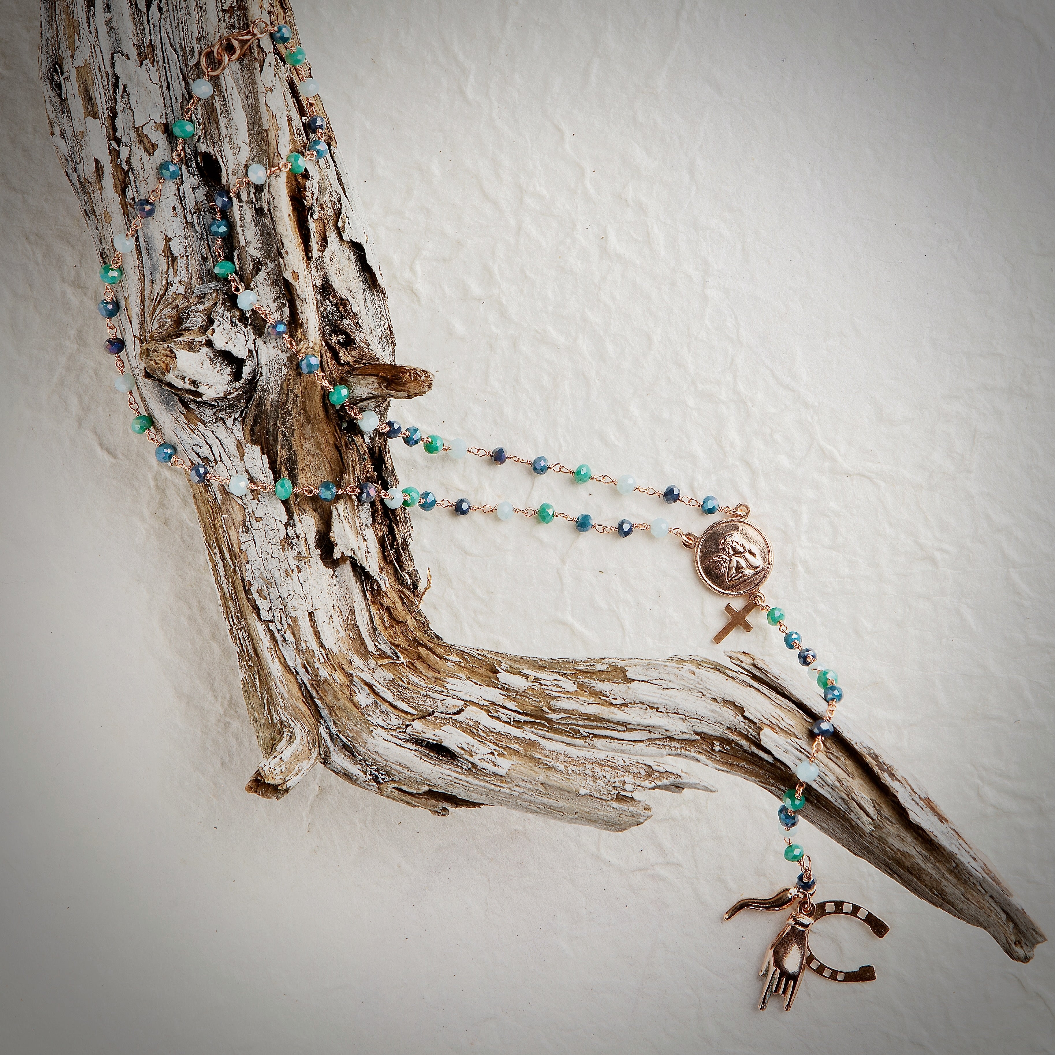 Rosario Amuleto Verde e Azzurro