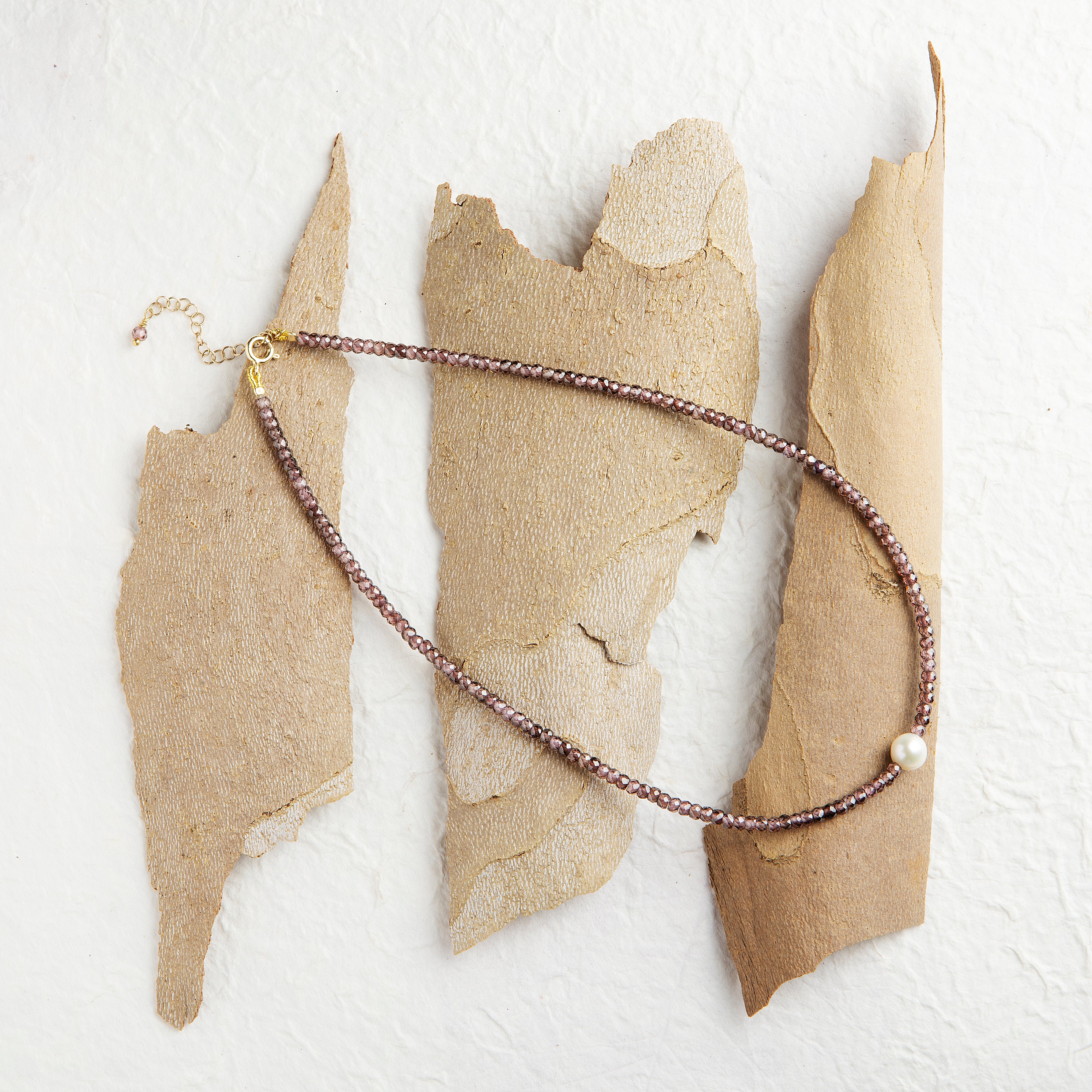 Girocollo Zircone Cioccolato e Perla