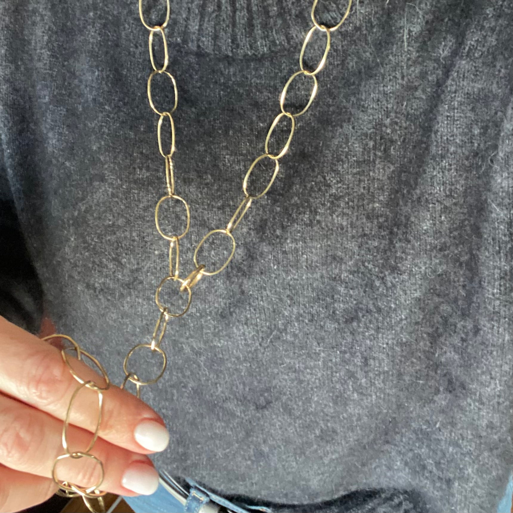 Collana Catena con Ovali Lisci Grandi