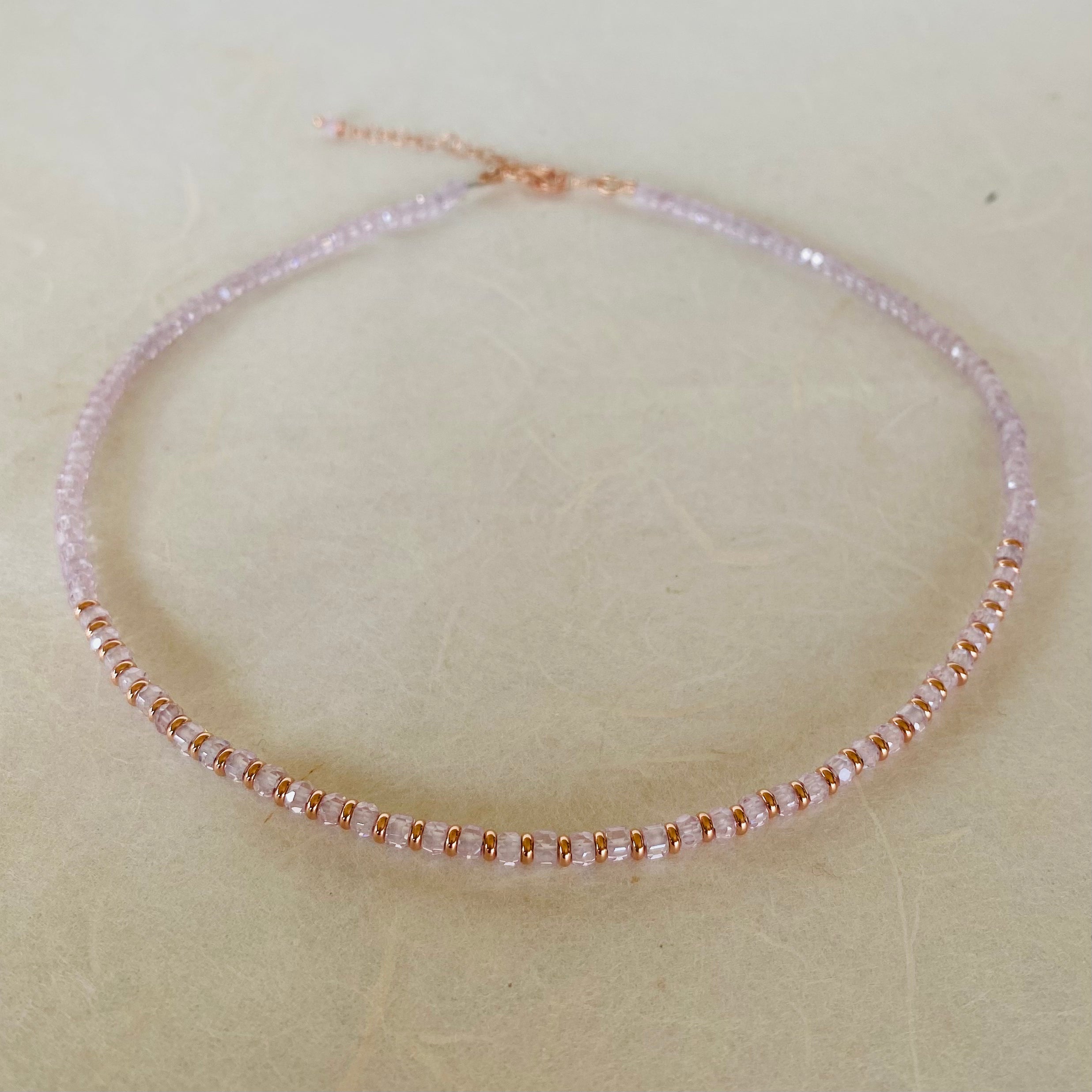 Girocollo Zirconi Rosa e Rondelle d'Argento