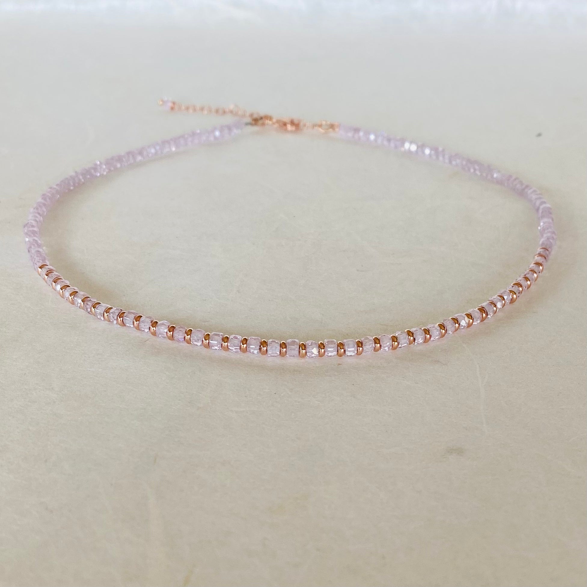 Girocollo Zirconi Rosa e Rondelle d'Argento