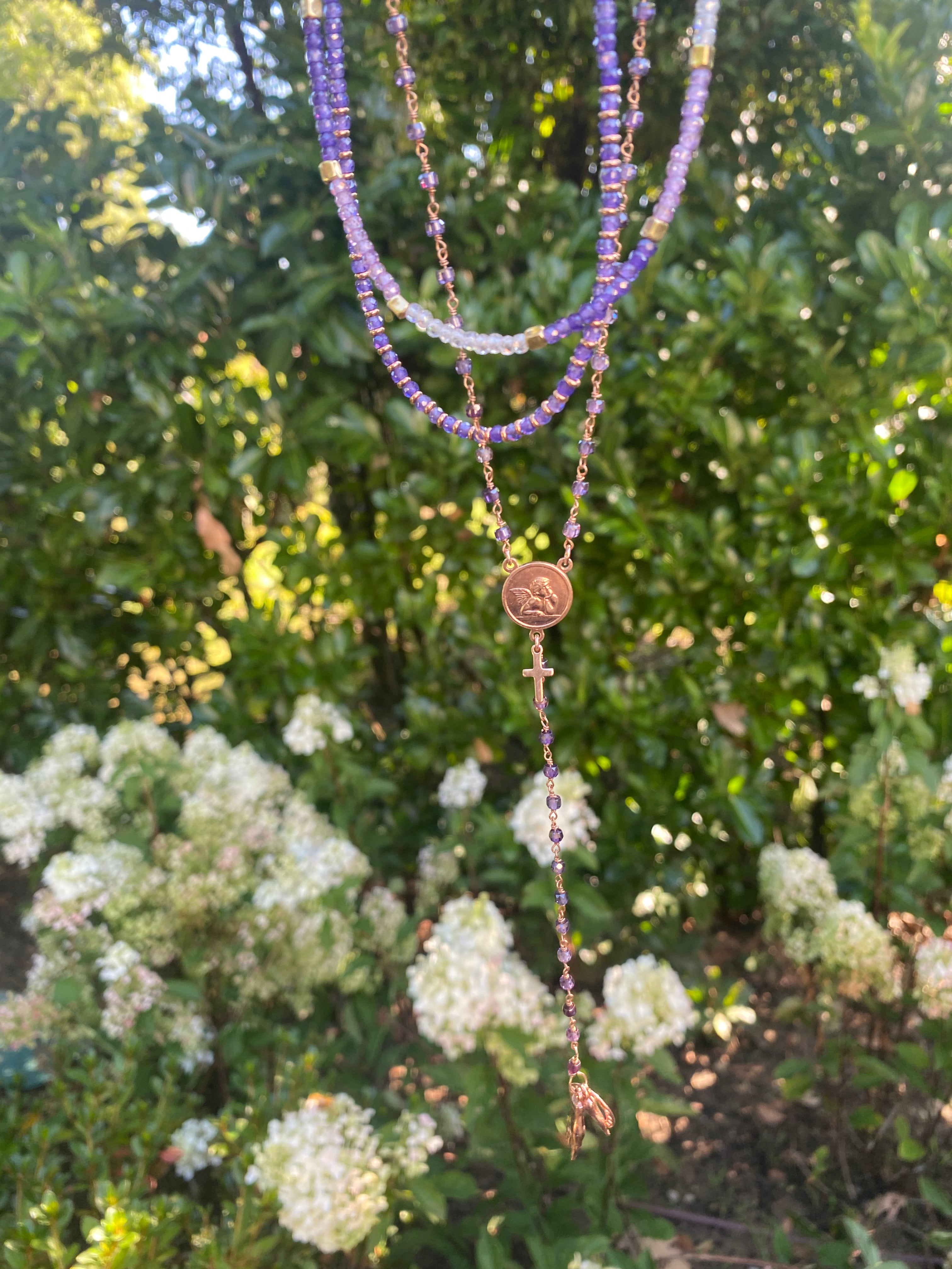 Girocollo Zirconi Viola e Rondelle d'Argento